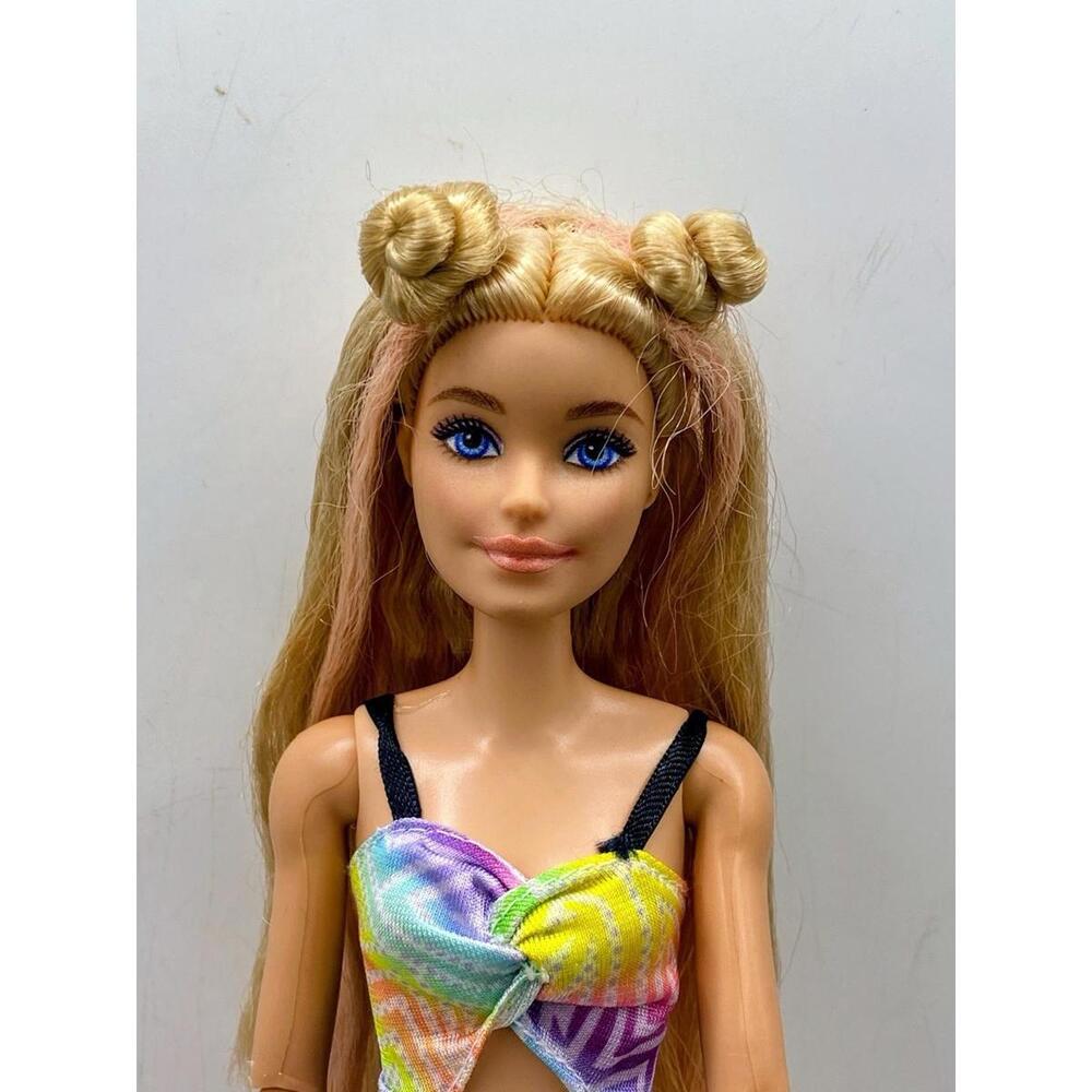 Barbie Extra Doll~ #15 Blonde Pink Streaked Hair Rainbow Spaghetti Strap Sundres
